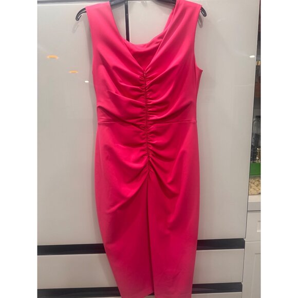 Donna Karan New York Womens Hot Pink Sleeveless Ruched Sheath Dress Size 8 MSRP - Picture 5 of 6